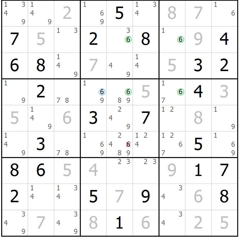 Position des candidats pour la solution de la Gr 45 page 48 du magazine de sudoku Maestro n° 104
