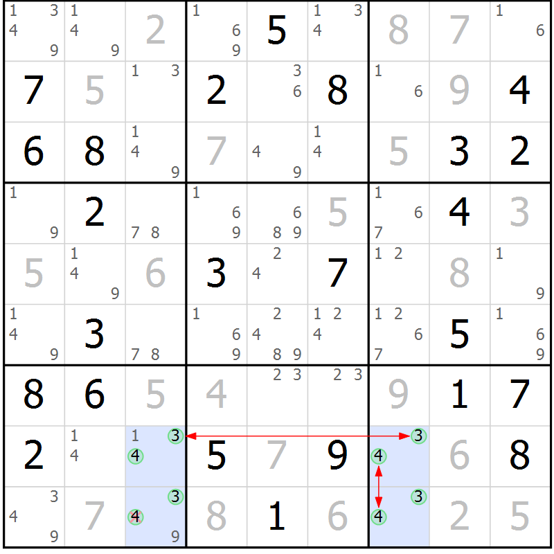 Position des candidats pour la solution de la Gr 45 page 48 du magazine de sudoku Maestro n° 104