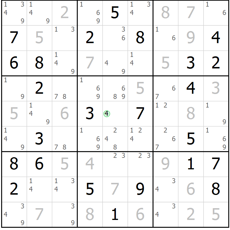 Position des candidats pour la solution de la Gr 45 page 48 du magazine de sudoku Maestro n° 104