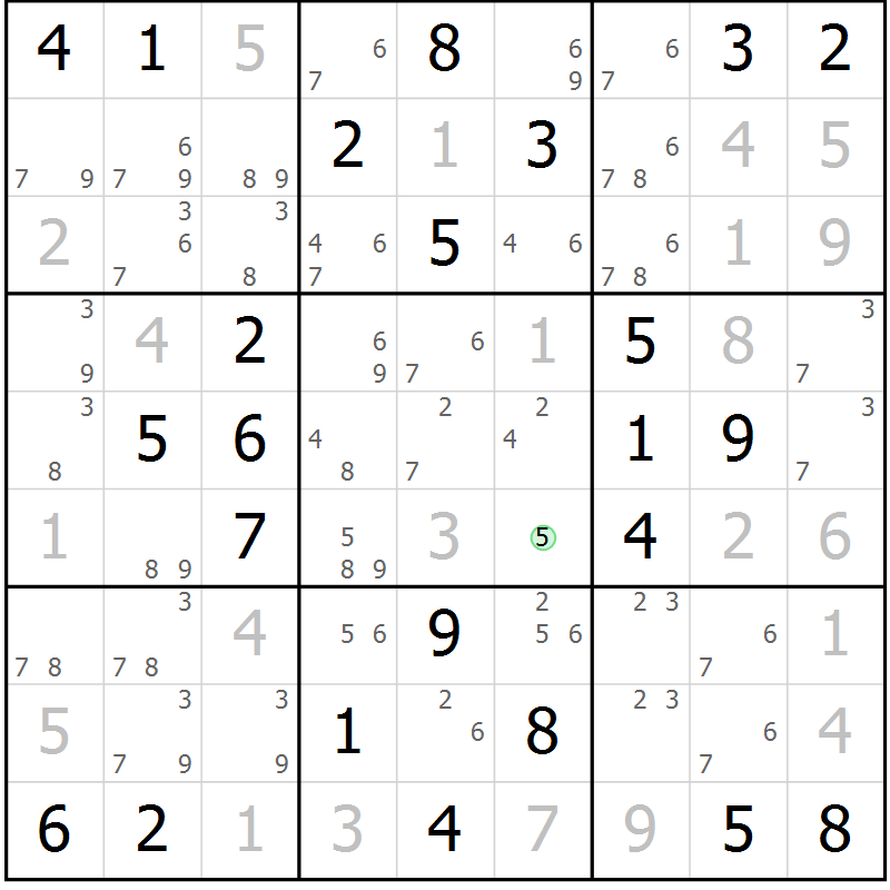 Position des candidats pour la solution de la Gr 46 page 49 du magazine de sudoku Maestro n° 104