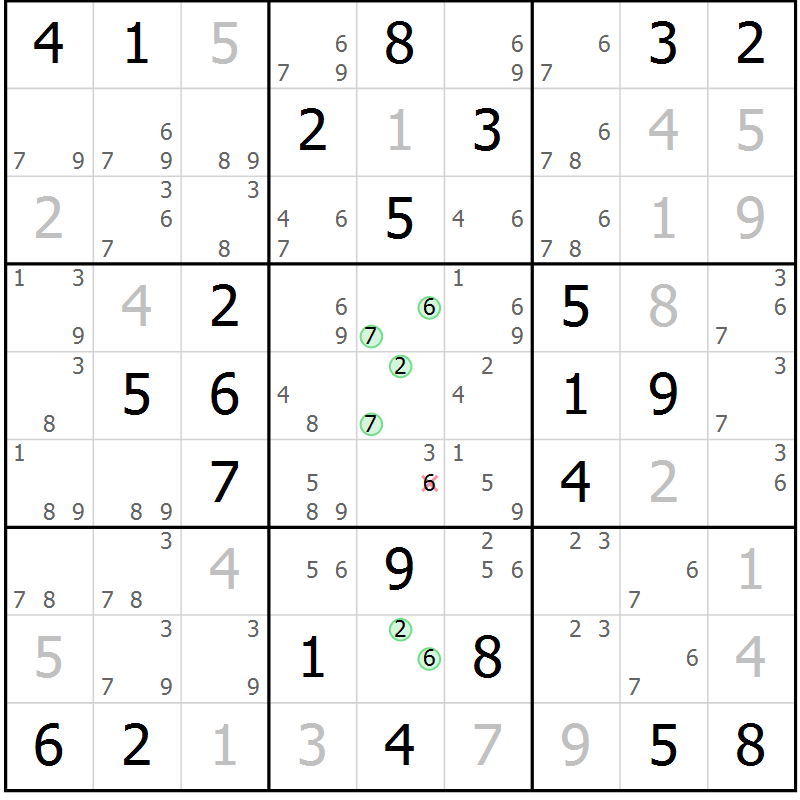 Position des candidats pour la solution de la Gr 46 page 49 du magazine de sudoku Maestro n° 104