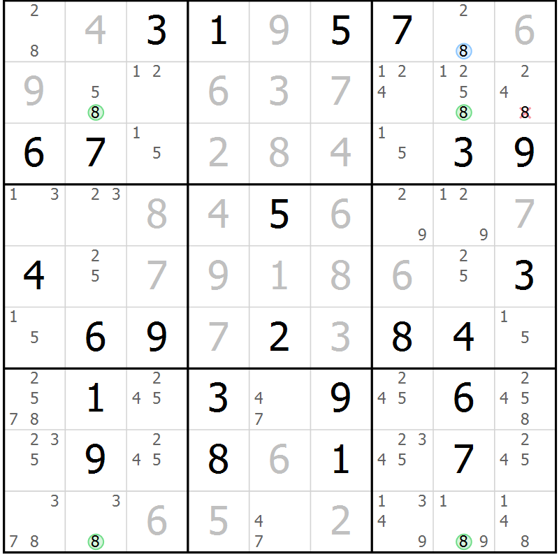 Position des candidats pour la solution de la Gr 47 page 50 du magazine de sudoku Maestro n° 104
