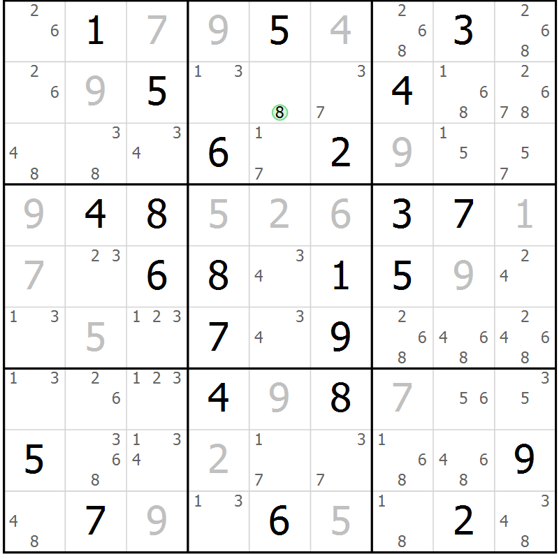 Position des candidats pour la solution de la Gr 52 page 55 du magazine de sudoku Maestro n° 104