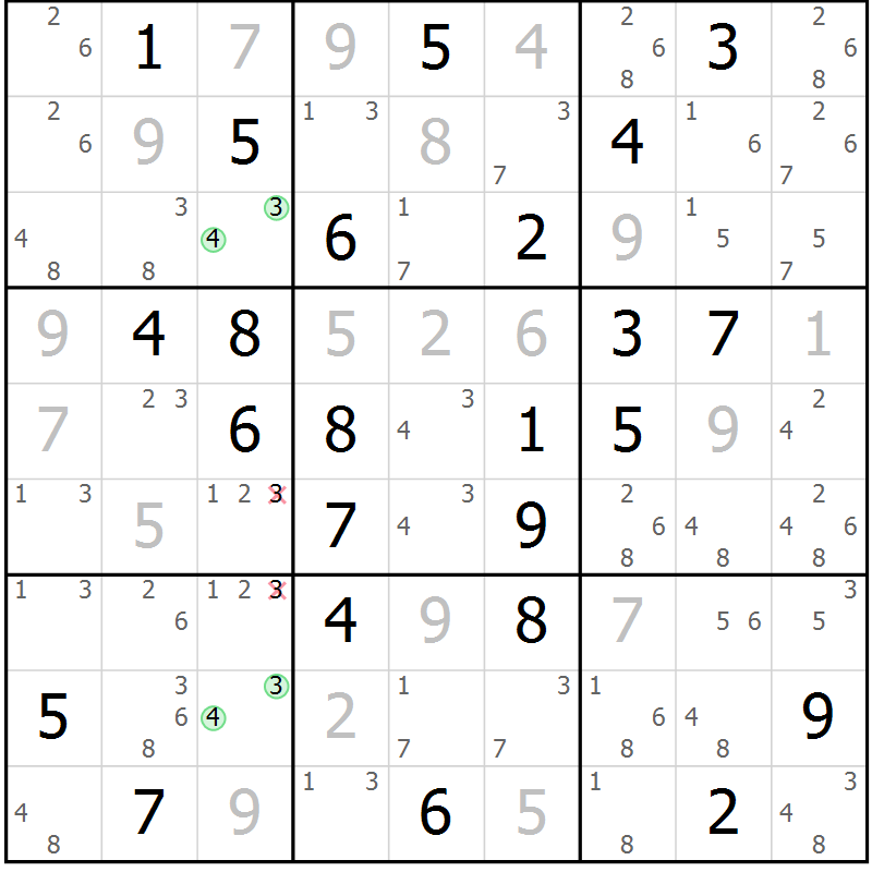 Position des candidats pour la solution de la Gr 52 page 55 du magazine de sudoku Maestro n° 104
