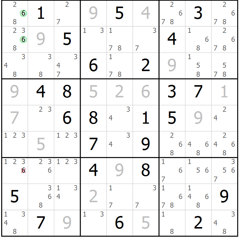 Position des candidats pour la solution de la Gr 52 page 55 du magazine de sudoku Maestro n° 104