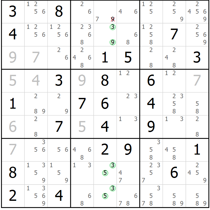 Position des candidats pour la solution de la Gr 56 page 59 du magazine de sudoku Maestro n° 104