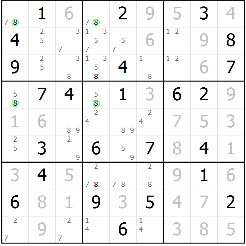 Position des candidats pour la solution de la Gr 59 page 62 du magazine de sudoku Maestro n° 104