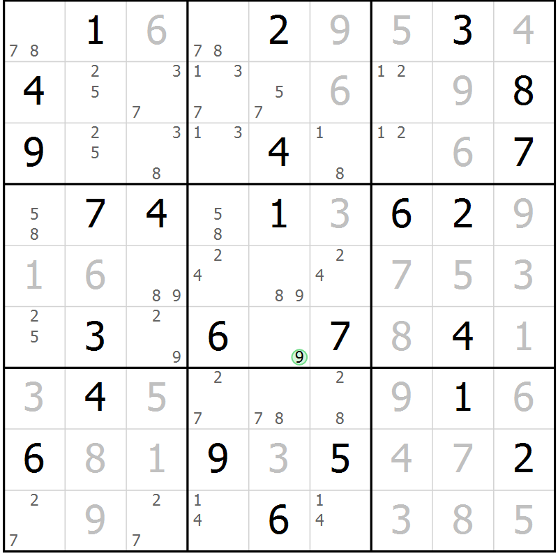 Position des candidats pour la solution de la Gr 59 page 62 du magazine de sudoku Maestro n° 104