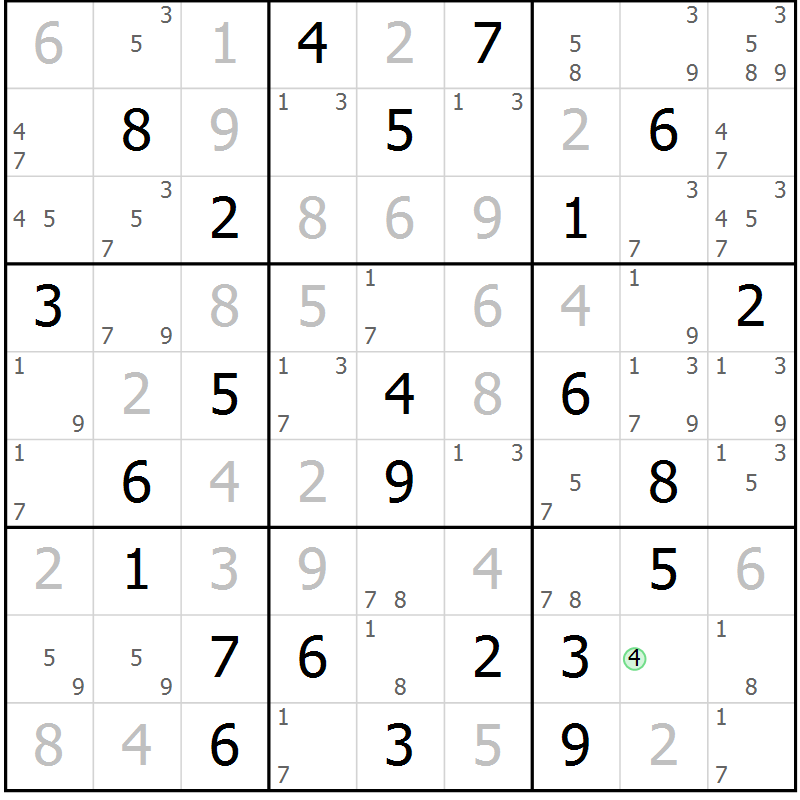 Position des candidats pour la solution de la Gr 60 page 63 du magazine de sudoku Maestro n° 104