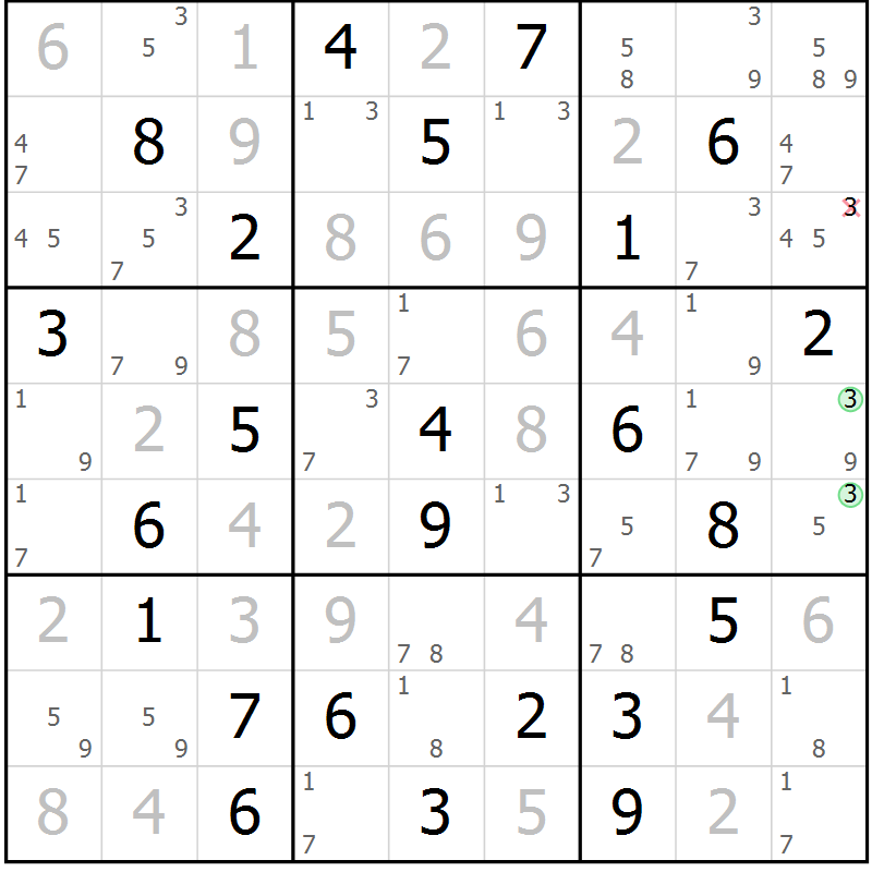 Position des candidats pour la solution de la Gr 60 page 63 du magazine de sudoku Maestro n° 104