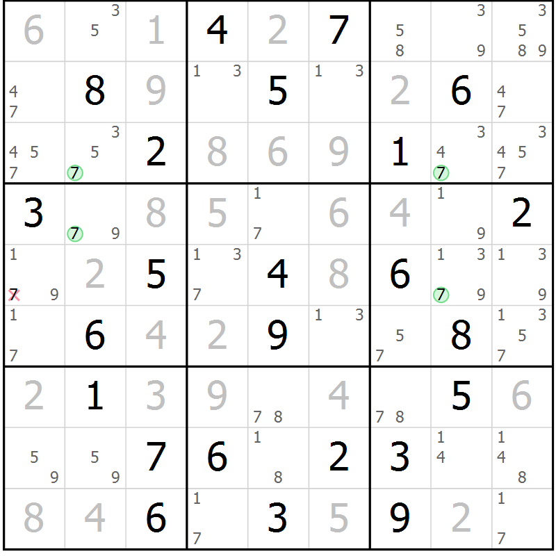 Position des candidats pour la solution de la Gr 60 page 63 du magazine de sudoku Maestro n° 104