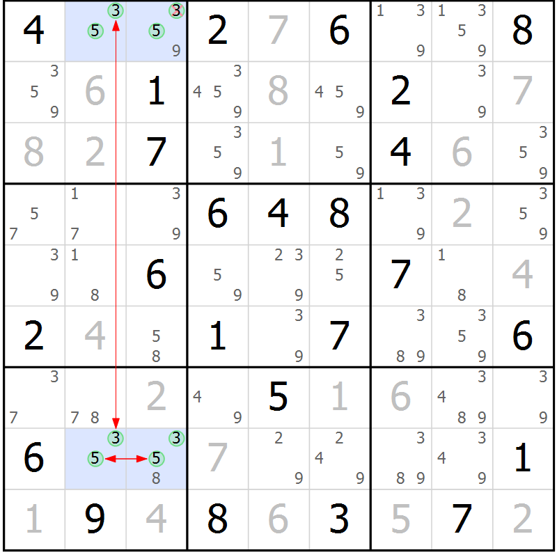 Position des candidats pour la solution de la Gr 61 page 64 du magazine de sudoku Maestro n° 104