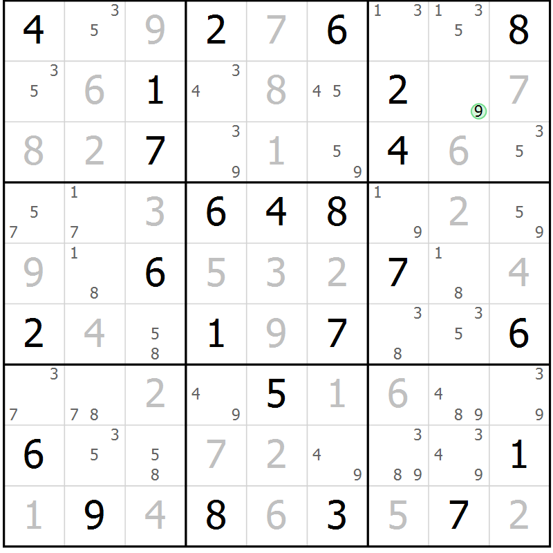 Position des candidats pour la solution de la Gr 61 page 64 du magazine de sudoku Maestro n° 104