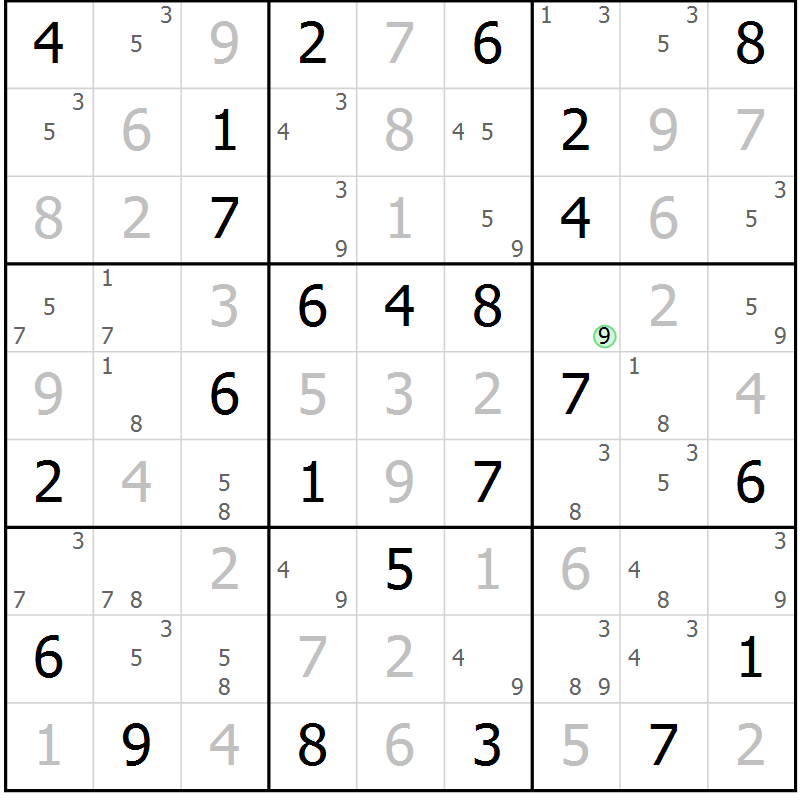 Position des candidats pour la solution de la Gr 61 page 64 du magazine de sudoku Maestro n° 104