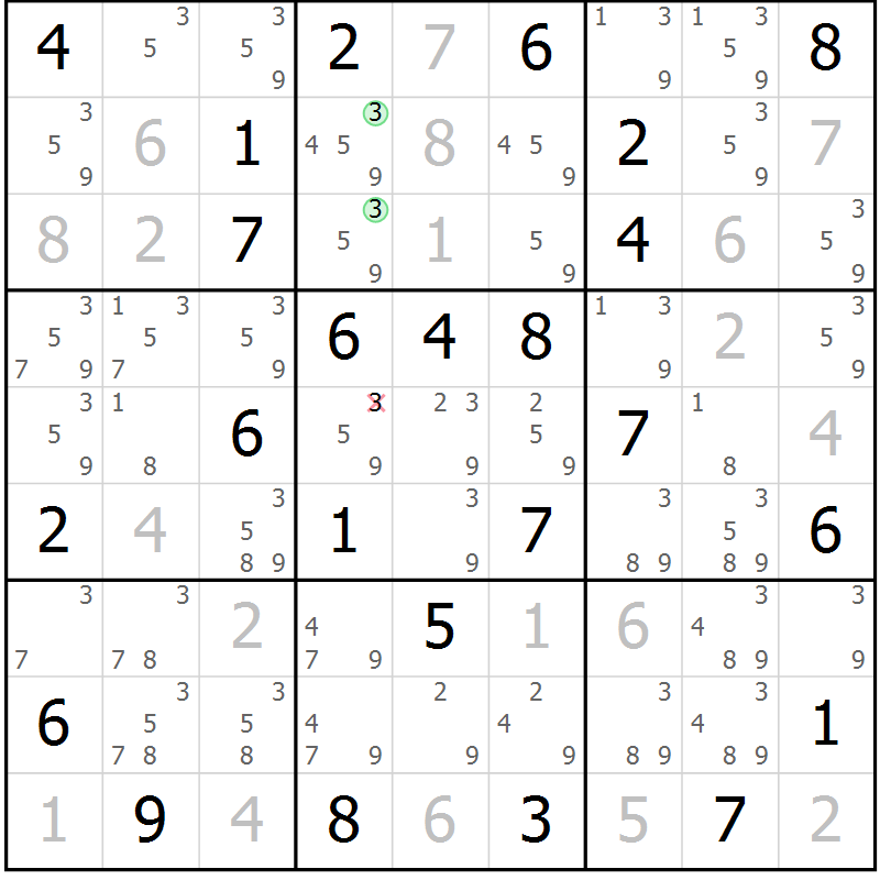 Position des candidats pour la solution de la Gr 61 page 64 du magazine de sudoku Maestro n° 104