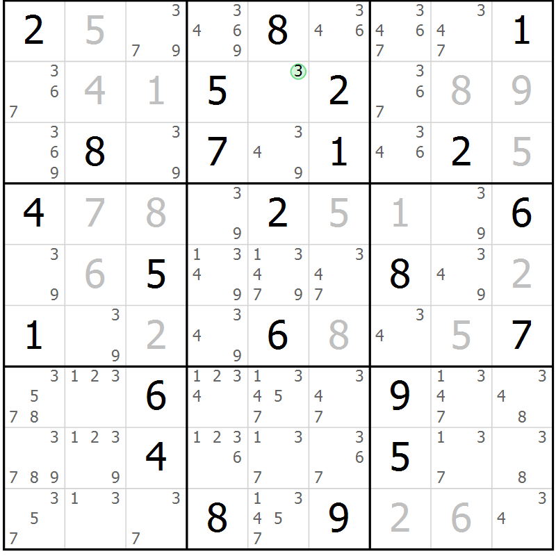 Position des candidats pour la solution de la Gr 62 page 65 du magazine de sudoku Maestro n° 104
