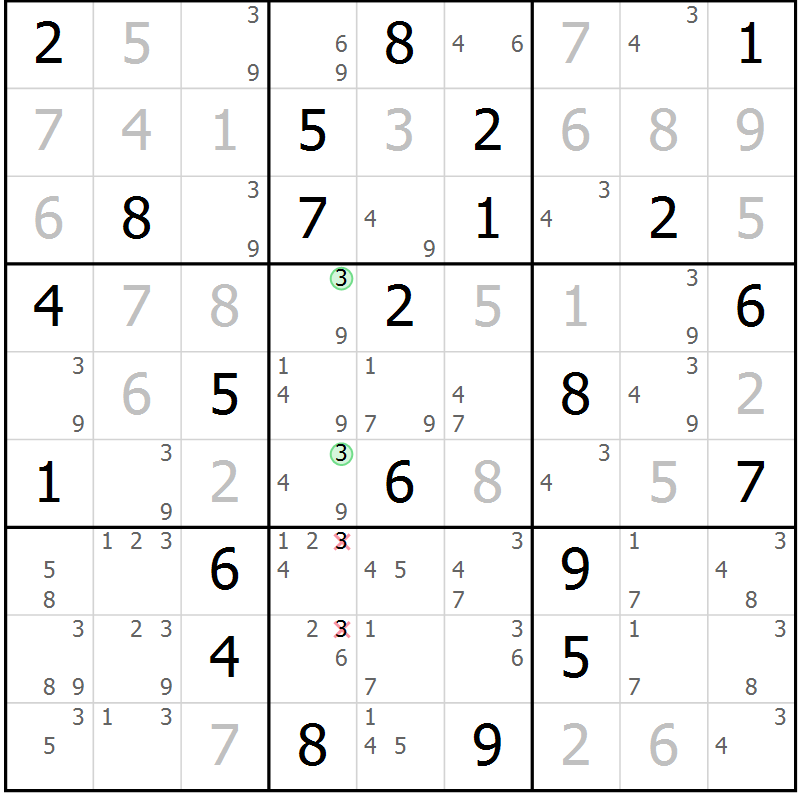 Position des candidats pour la solution de la Gr 62 page 65 du magazine de sudoku Maestro n° 104
