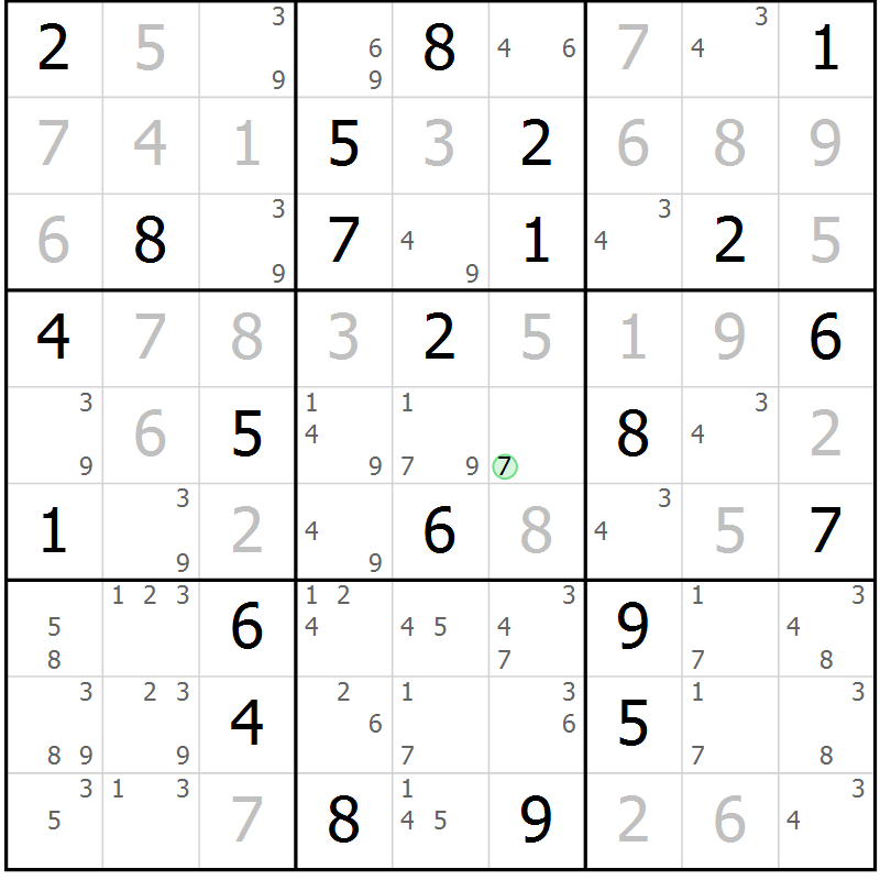 Position des candidats pour la solution de la Gr 62 page 65 du magazine de sudoku Maestro n° 104