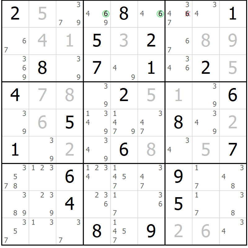 Position des candidats pour la solution de la Gr 62 page 65 du magazine de sudoku Maestro n° 104