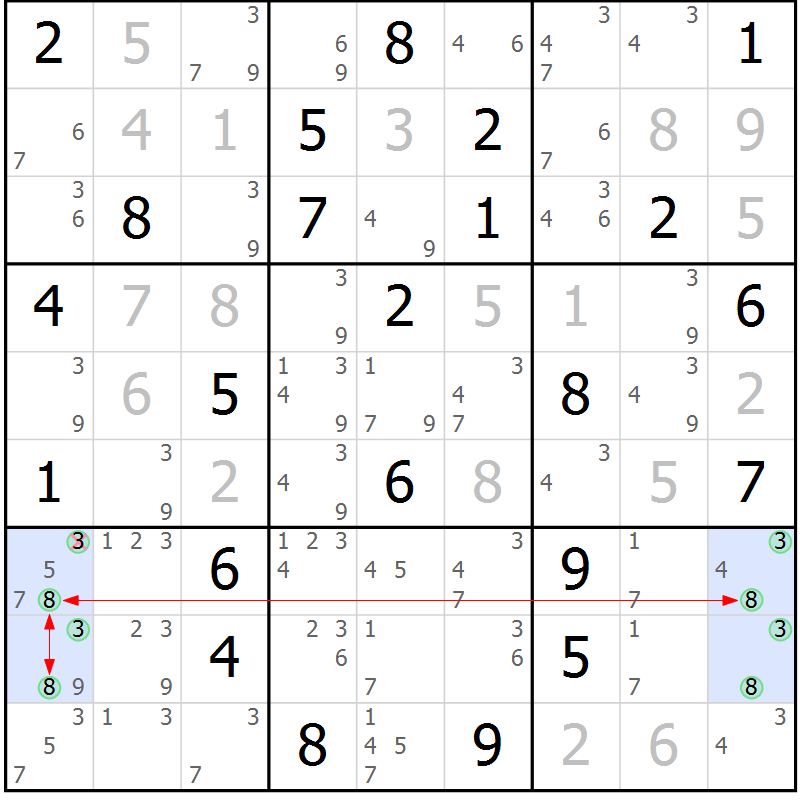 Position des candidats pour la solution de la Gr 62 page 65 du magazine de sudoku Maestro n° 104