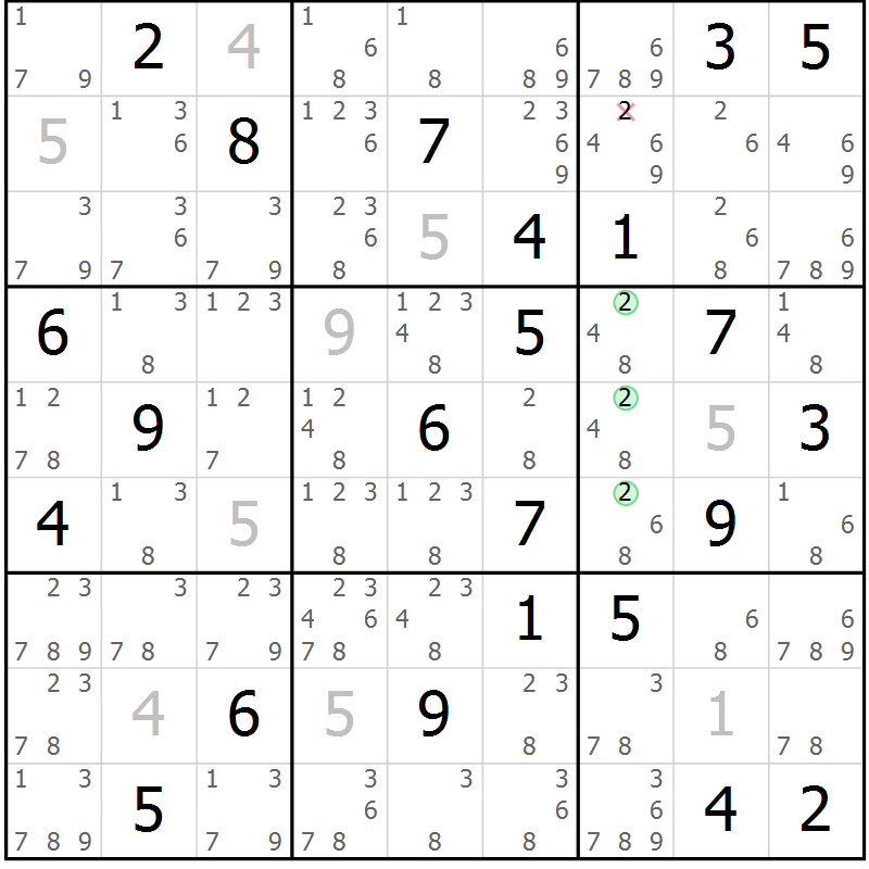 Position des candidats pour la solution de la Gr 63 page 66 du magazine de sudoku Maestro n° 104
