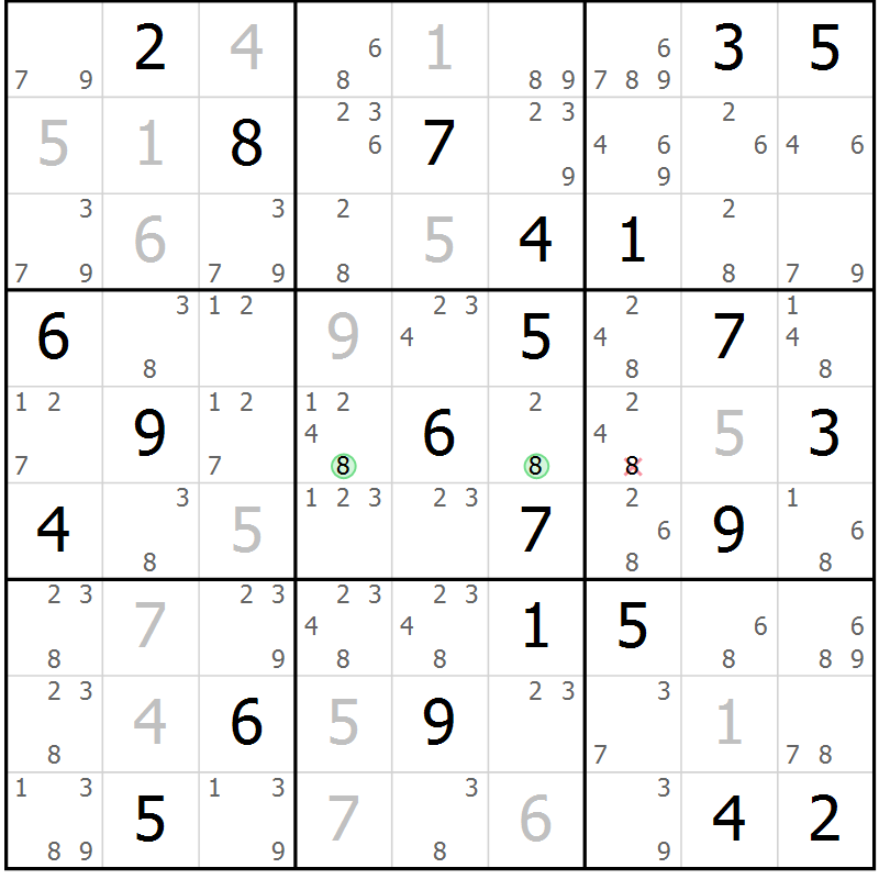 Position des candidats pour la solution de la Gr 63 page 66 du magazine de sudoku Maestro n° 104