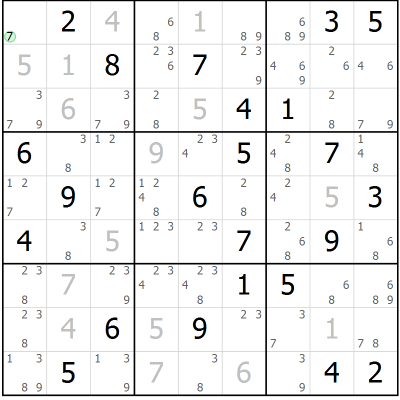 Position des candidats pour la solution de la Gr 63 page 66 du magazine de sudoku Maestro n° 104