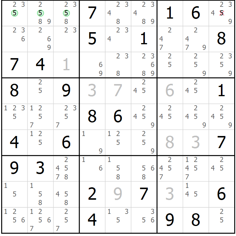 Position des candidats pour la solution de la Gr 65 page 68 du magazine de sudoku Maestro n° 104