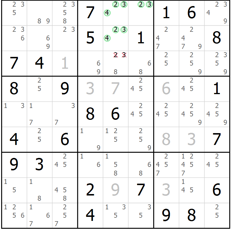 Position des candidats pour la solution de la Gr 65 page 68 du magazine de sudoku Maestro n° 104