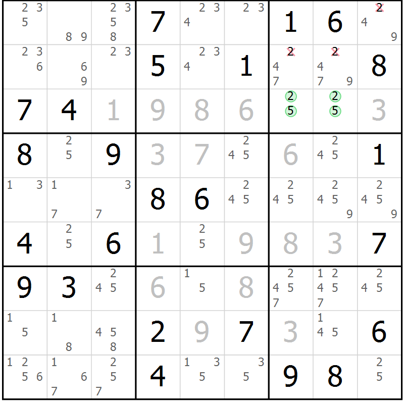 Position des candidats pour la solution de la Gr 65 page 68 du magazine de sudoku Maestro n° 104