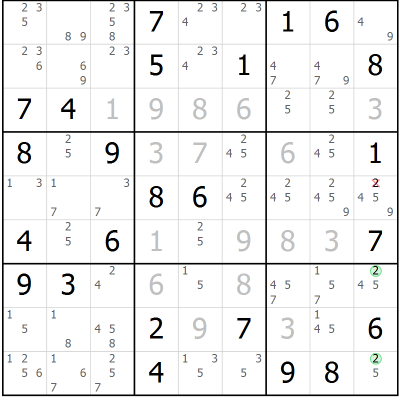 Position des candidats pour la solution de la Gr 65 page 68 du magazine de sudoku Maestro n° 104