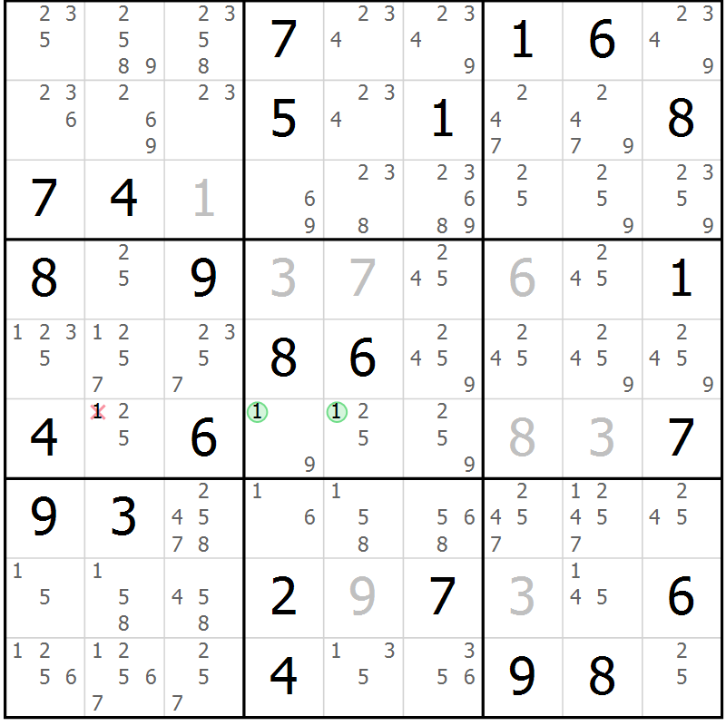 Position des candidats pour la solution de la Gr 65 page 68 du magazine de sudoku Maestro n° 104