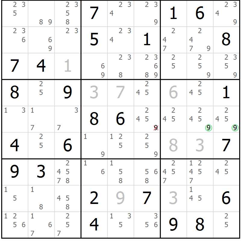 Position des candidats pour la solution de la Gr 65 page 68 du magazine de sudoku Maestro n° 104