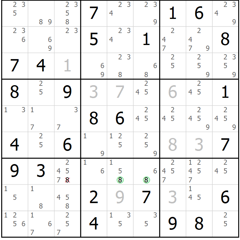 Position des candidats pour la solution de la Gr 65 page 68 du magazine de sudoku Maestro n° 104