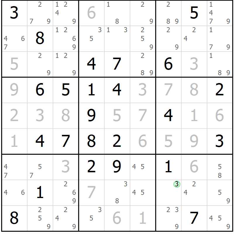 Position des candidats pour la solution de la Gr 66 page 69 du magazine de sudoku Maestro n° 104