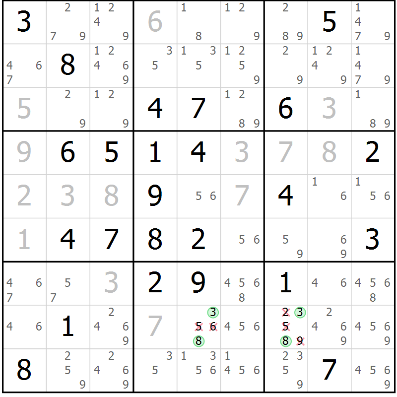 Position des candidats pour la solution de la Gr 66 page 69 du magazine de sudoku Maestro n° 104