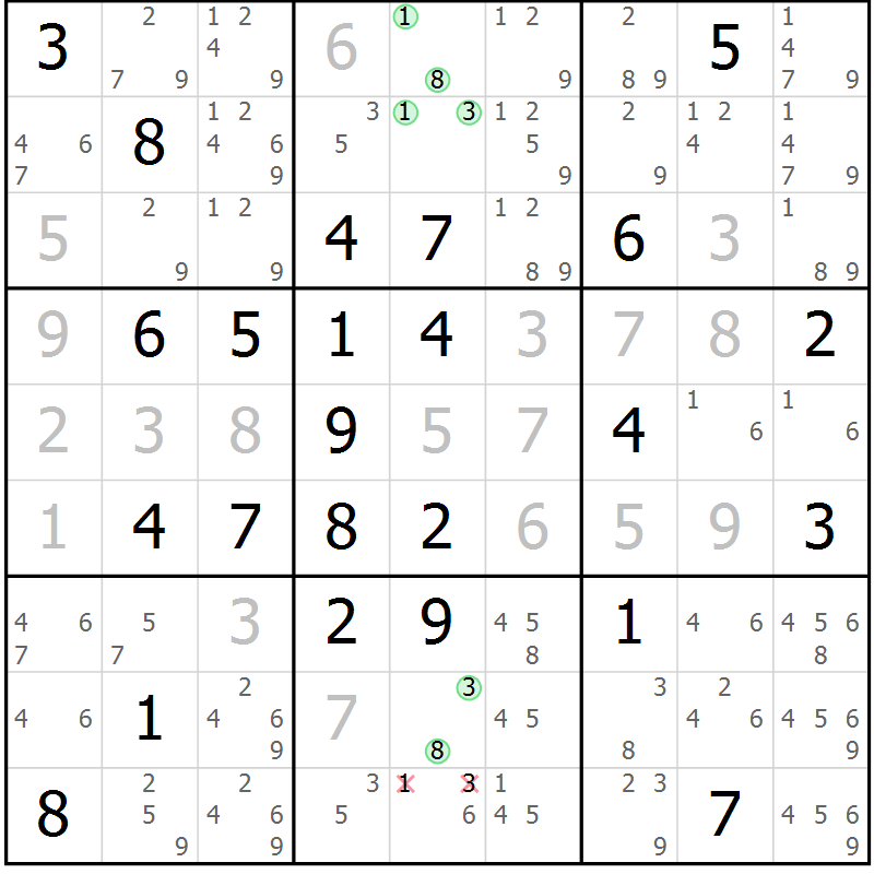 Position des candidats pour la solution de la Gr 66 page 69 du magazine de sudoku Maestro n° 104
