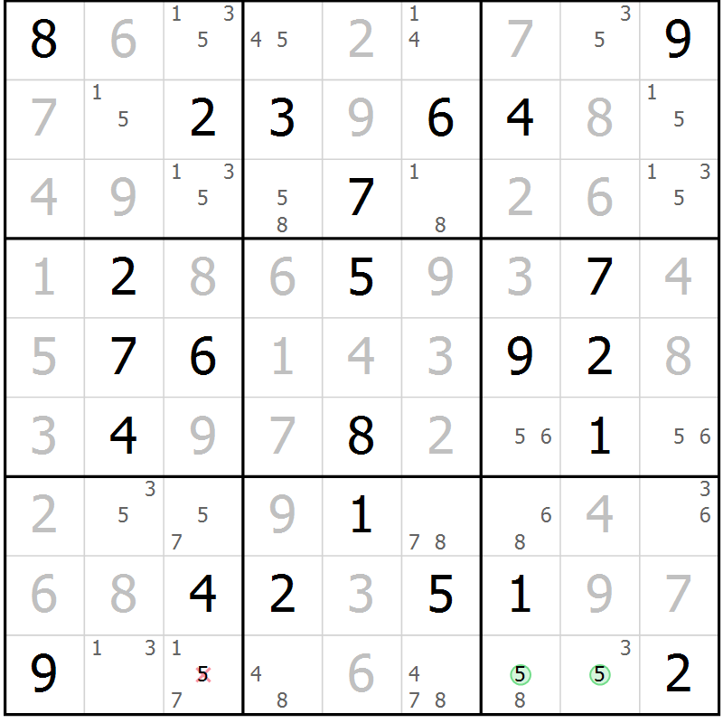Position des candidats pour la solution de la Gr 67 page 70 du magazine de sudoku Maestro n° 104