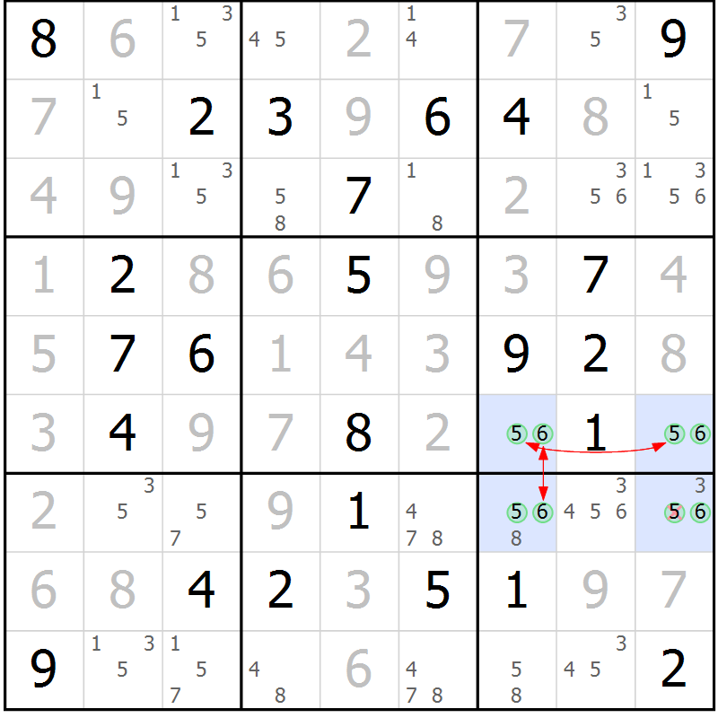 Position des candidats pour la solution de la Gr 67 page 70 du magazine de sudoku Maestro n° 104
