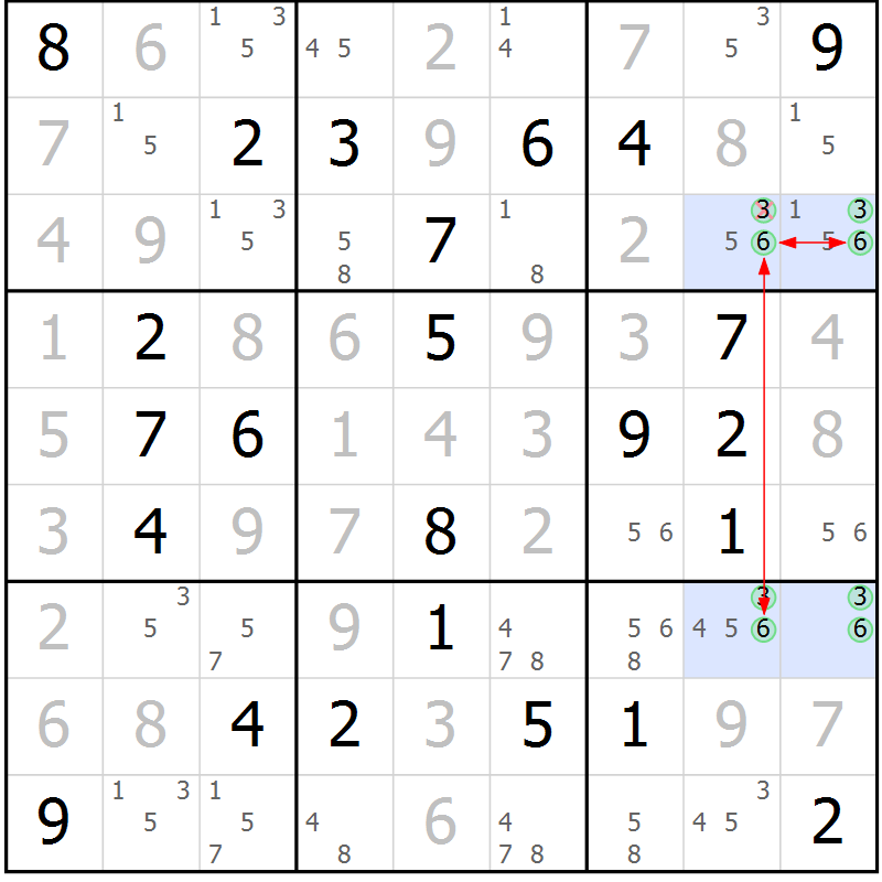 Position des candidats pour la solution de la Gr 67 page 70 du magazine de sudoku Maestro n° 104