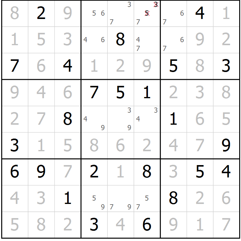 Position des candidats pour la solution de la Gr 68 page 71 du magazine de sudoku Maestro n° 104