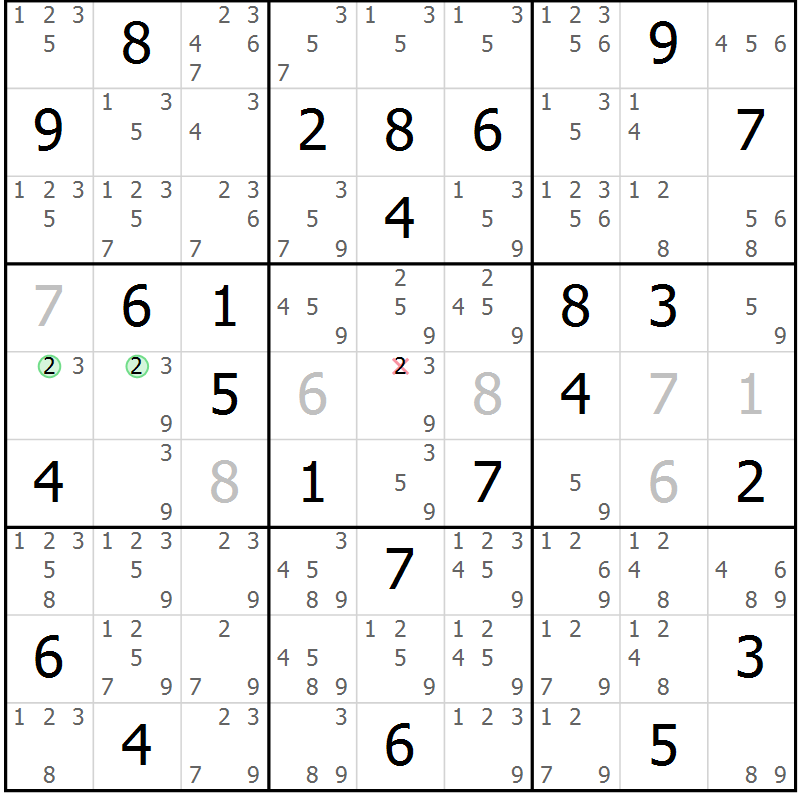 Position des candidats pour la solution de la Gr 70 page 73 du magazine de sudoku Maestro n° 104