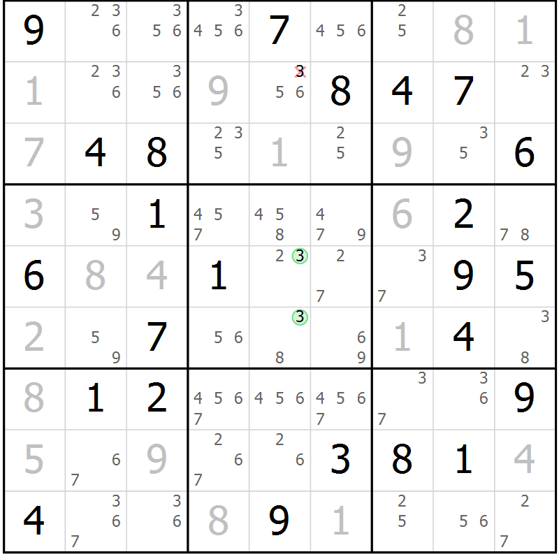 Position des candidats pour la solution de la Gr 71 page 74 du magazine de sudoku Maestro n° 104
