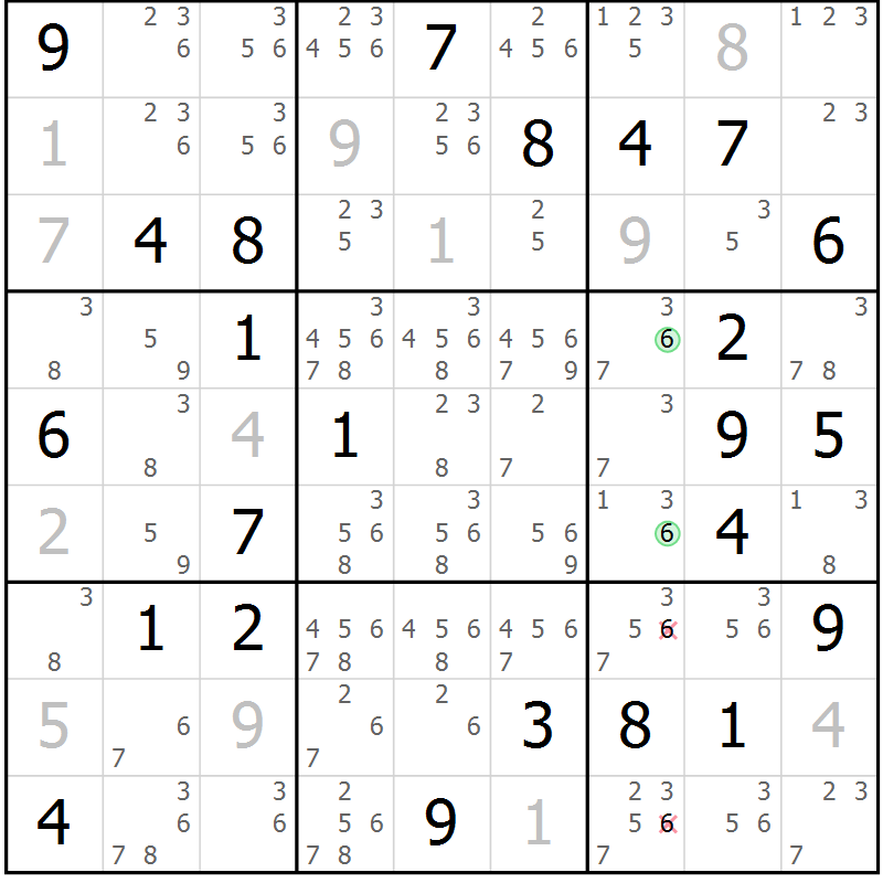 Position des candidats pour la solution de la Gr 71 page 74 du magazine de sudoku Maestro n° 104