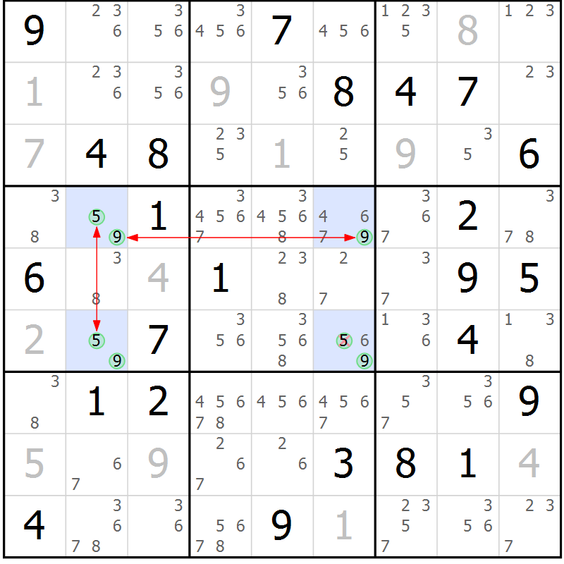 Position des candidats pour la solution de la Gr 71 page 74 du magazine de sudoku Maestro n° 104