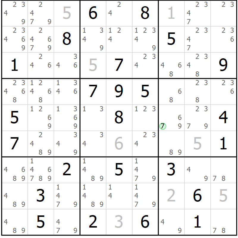 Position des candidats pour la solution de la Gr 75 page 78 du magazine de sudoku Maestro n° 104