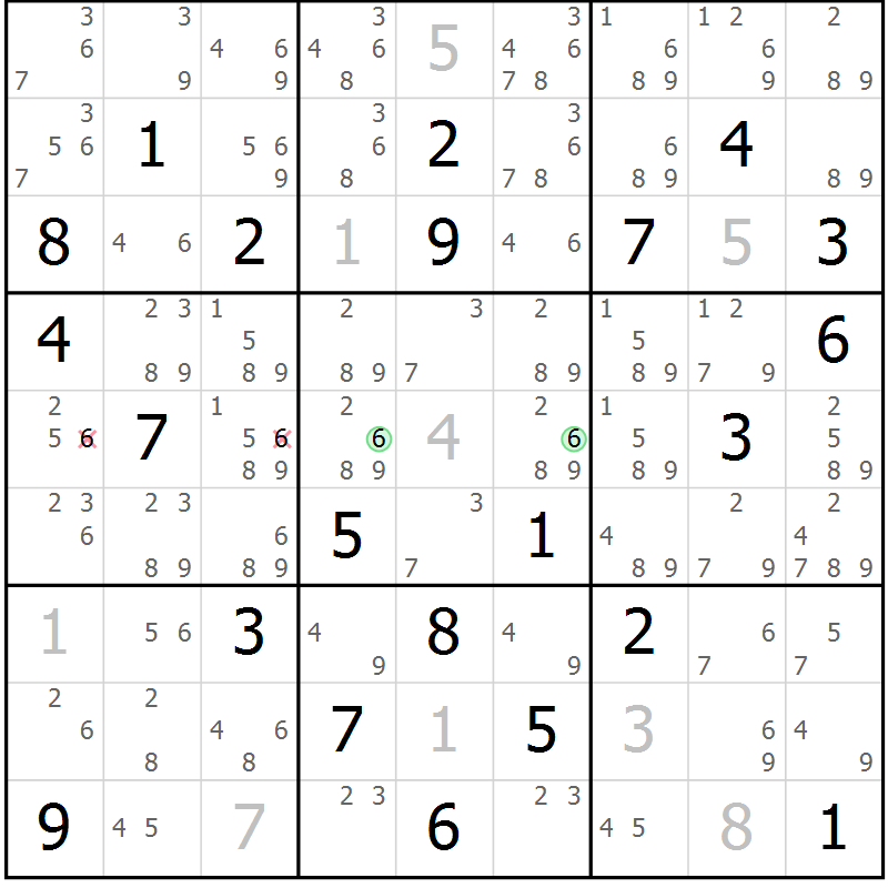 Position des candidats pour la solution de la Gr 78 page 81 du magazine de sudoku Maestro n° 104