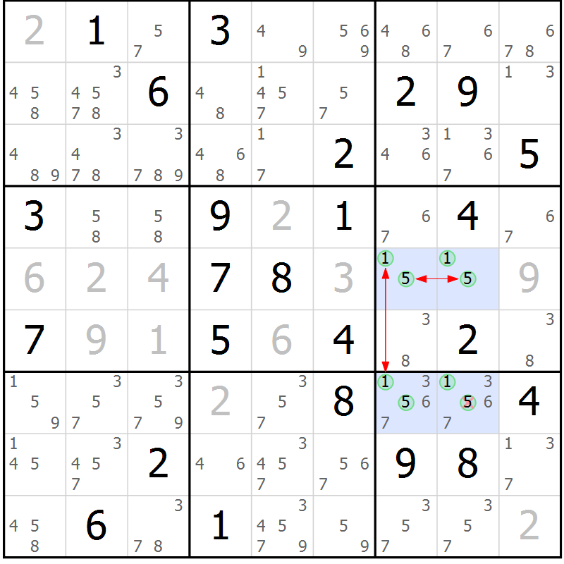 Position des candidats pour la solution de la Gr 79 page 82 du magazine de sudoku Maestro n° 104