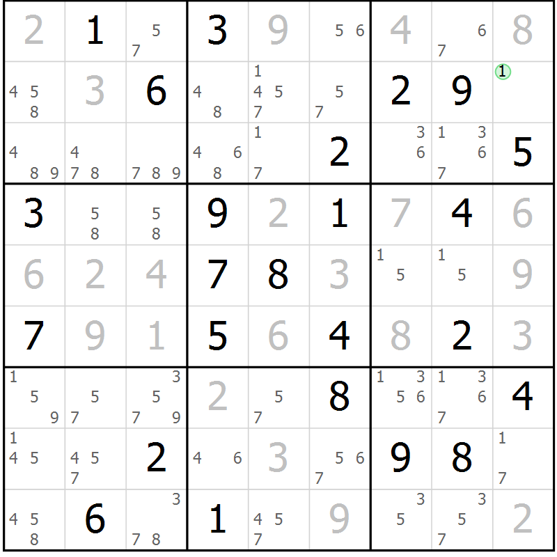 Position des candidats pour la solution de la Gr 79 page 82 du magazine de sudoku Maestro n° 104