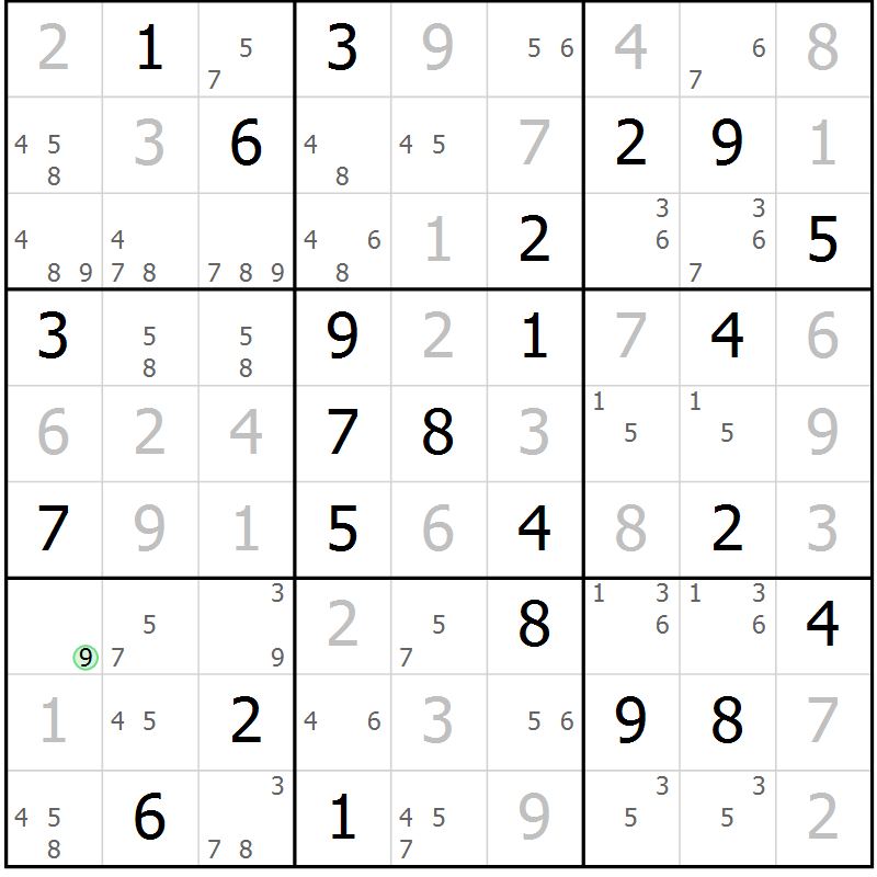 Position des candidats pour la solution de la Gr 79 page 82 du magazine de sudoku Maestro n° 104